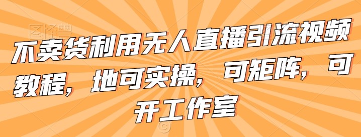 不卖货利用无人直播引流视频教程，地可实操，可矩阵，可开工作室【揭秘】