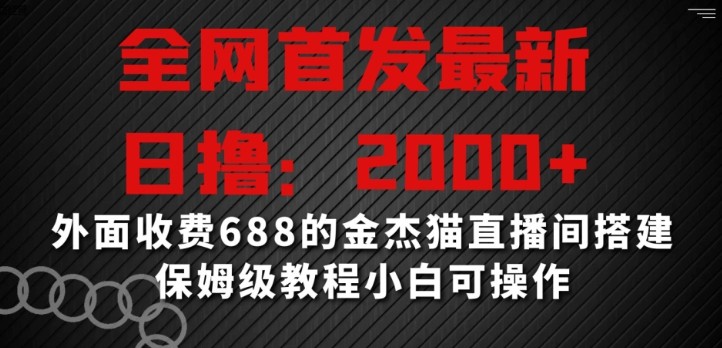 全网首发最新，日撸2000+，外面收费688的金杰猫直播间搭建，保姆级教程小白可操作【揭秘】